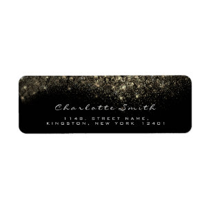 Sparkly Gold Sepia Confetti Black White RSVP Return Address Label