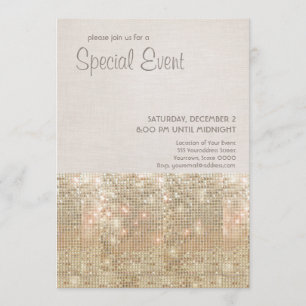Sparkly Gold Sequins Festive Party Invitation