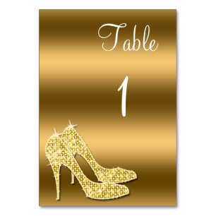 Sparkly Gold Stiletto Shoes Birthday Table Number