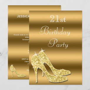 Sparkly Gold Stiletto Shoes Invitation