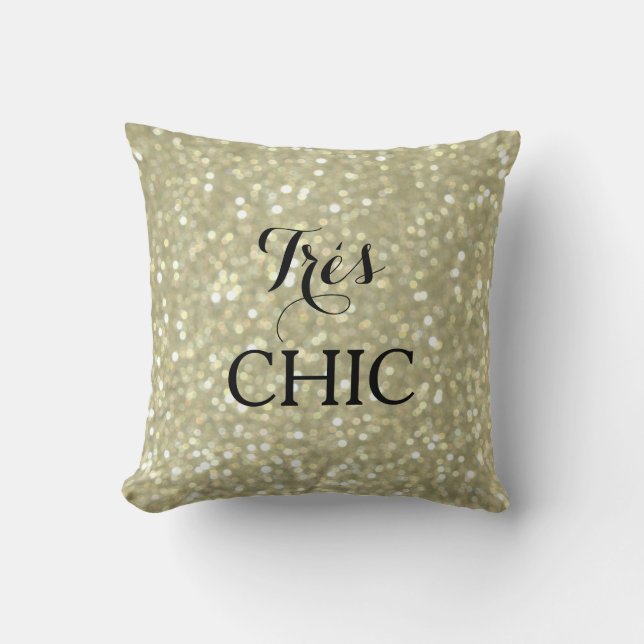 Sparkly Gold Very CHIC Pillow (Front)