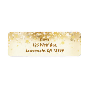 Sparkly Golden Holiday Lights Address Labels