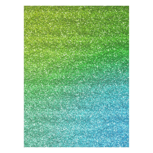Sparkly Green & Blue Gradient Glitter Tablecloth (Front)