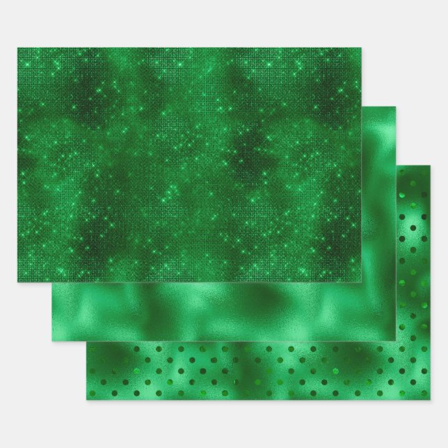 Sparkly Green Foil Wrapping Paper Sheet (Set)