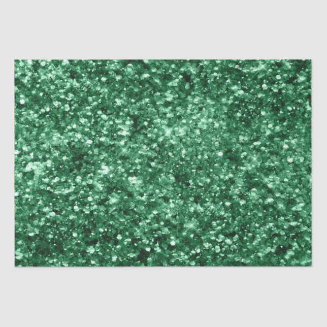 Sparkly Green Holiday Christmas Glitter Tissue Paper (Front)