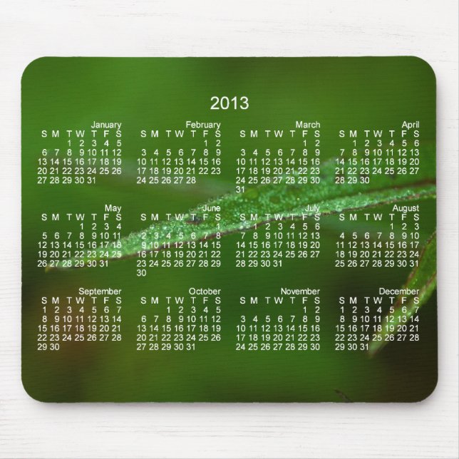 Sparkly Green Leaves; 2013 Calendar Mouse Pad (Front)