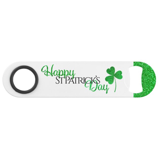 Sparkly Green Shamrock Happy St Patrick’s Day (Front (Horizontal))