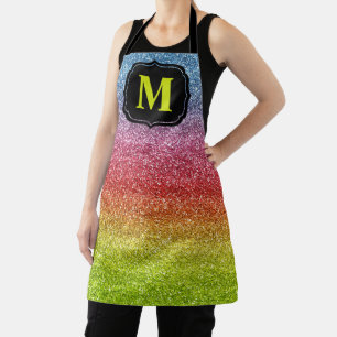 Sparkly Grey, Red & Yellow Gradient Glitter Apron