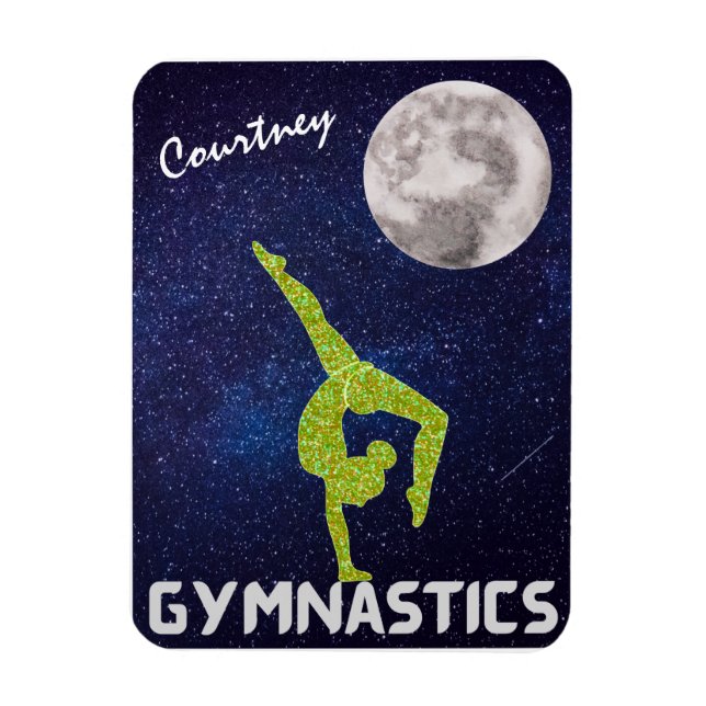 Sparkly Gymnast in Space by the Moon   Magnet (Vertical)