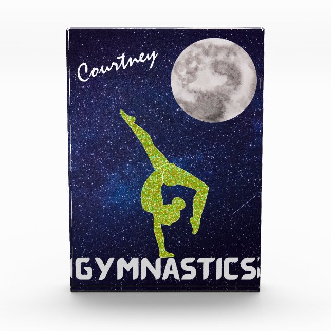 Sparkly Gymnast in Space by the Moon   Photo Block (Front)