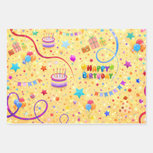 Sparkly Happy Birthday Party Wrapping Paper