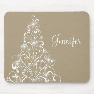 Sparkly Holiday Tree Mousepad, Latte Mouse Pad
