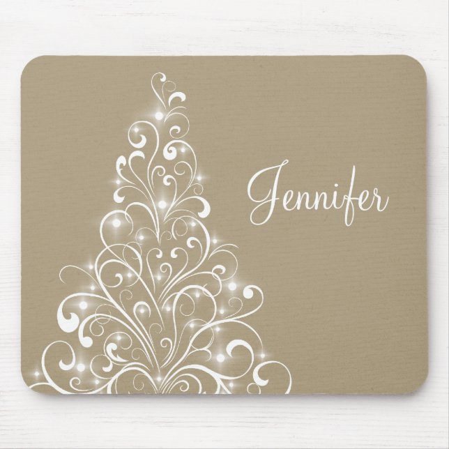 Sparkly Holiday Tree Mousepad, Latte Mouse Pad (Front)
