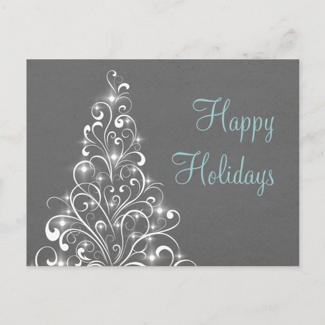 Sparkly Holiday Tree Postcard, Dark Grey Postcard (Front)