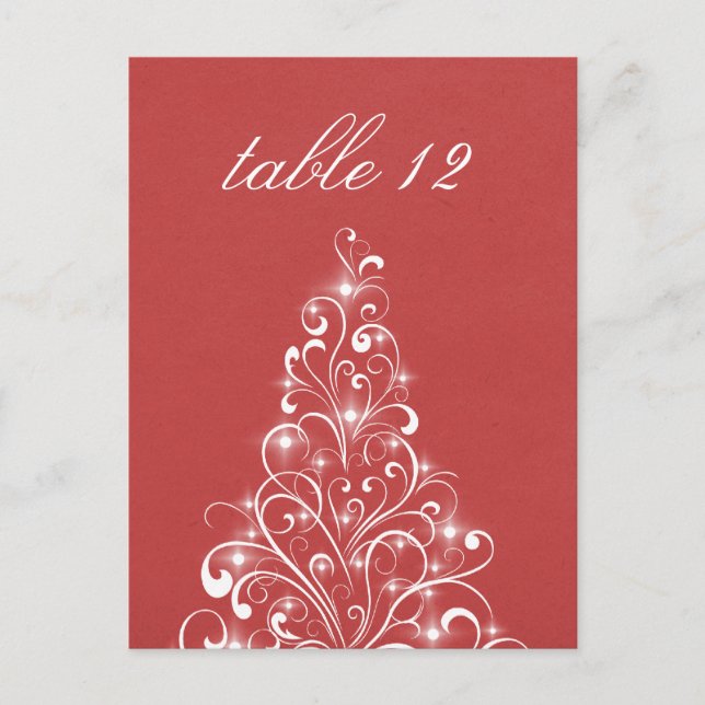 Sparkly Holiday Tree Table Postcard, Red Postcard (Front)