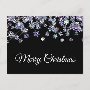Sparkly Holographic Snowflakes Merry Christmas Postcard