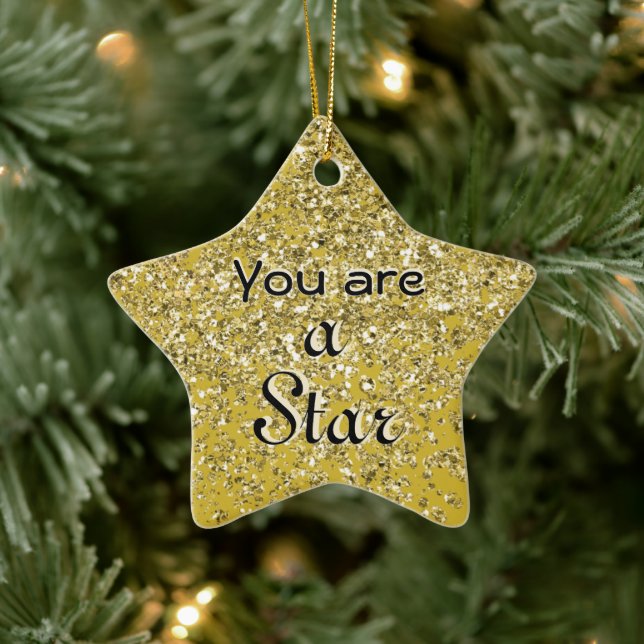 Sparkly Hope Star 2 Ceramic Ornament (Tree)