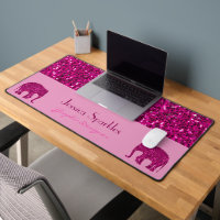 Sparkly hot pink Elephant sparkles Custom name