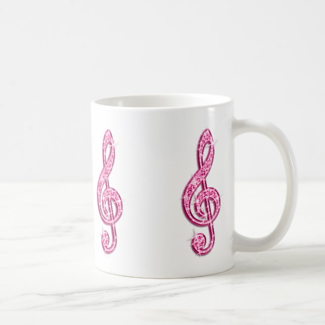 Sparkly Hot Pink Music Note Coffee Mug (Right)