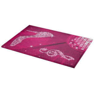 Sparkly Hot Pink Music Note & Stiletto Heel Cutting Board