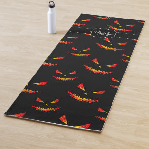 Sparkly Jack O'Lantern Halloween pattern Monogram Yoga Mat