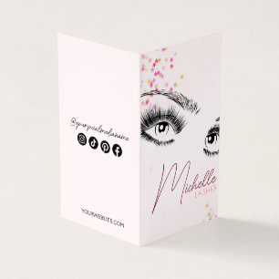 Sparkly Lashes Pink Glitter Star Confetti Makeup Business Card