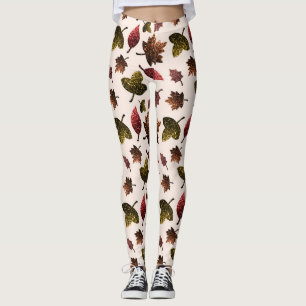 Sparkly leaves fall autumn sparkles pattern leggings