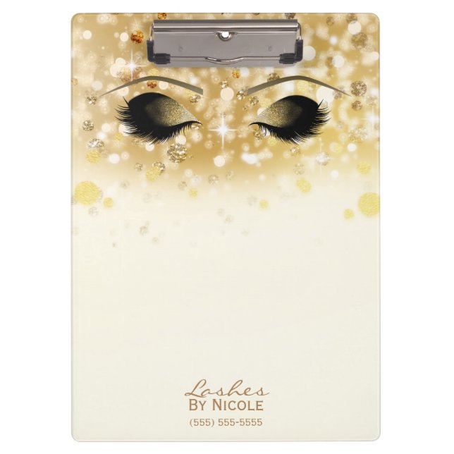 Sparkly Lights Gold Makeup Eyes Lashes Modern Clipboard (Front)