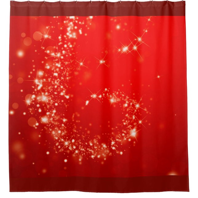 Sparkly lights swirl red + your ideas shower curtain (Front)