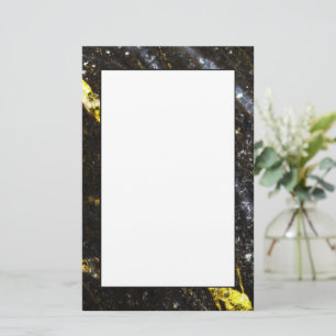 Sparkly line gold black chic abstract stationery