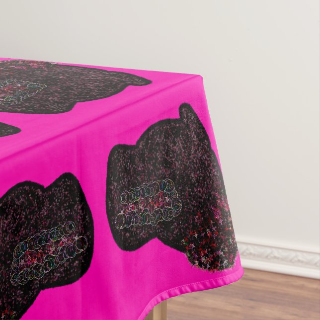 Sparkly magical black rabbit for luck tablecloth (In Situ)