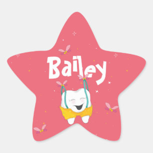 Sparkly Magical Fun Cute Flying Tooth Peach Star Sticker