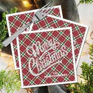 Sparkly Merry Christmas Plaid Napkin