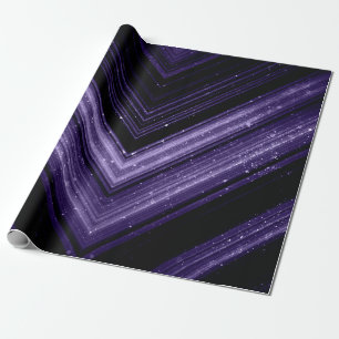 Sparkly metal neon purple black chevron Monogram Wrapping Paper