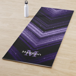 Sparkly metal neon purple black chevron Monogram Yoga Mat