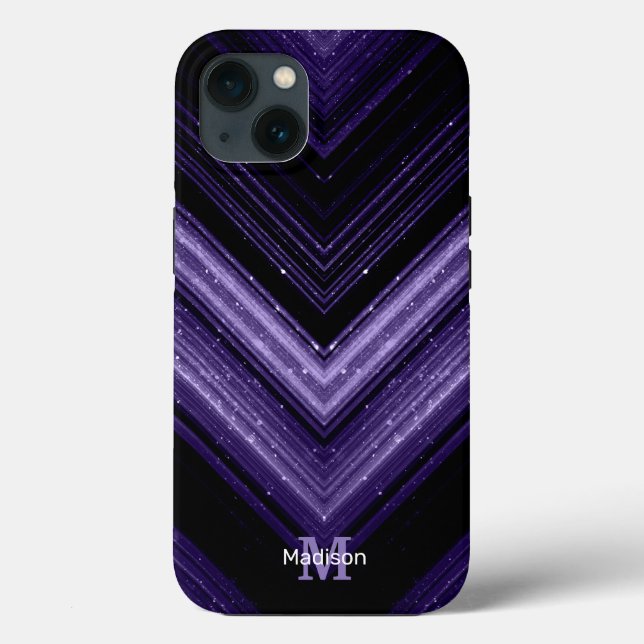Sparkly metal ultra violet galaxy chevron Monogram Case-Mate iPhone Case (Back)