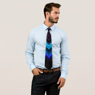 Sparkly metallic blue purple galaxy chevron lines tie