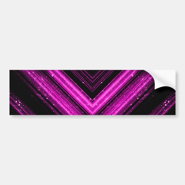 Sparkly metallic hot pink magenta black chevron bumper sticker (Front)