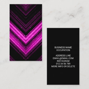 Sparkly metallic hot pink magenta black chevron business card