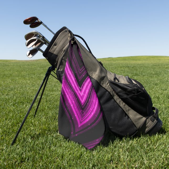 Sparkly metallic hot pink magenta black chevron golf towel (Green)