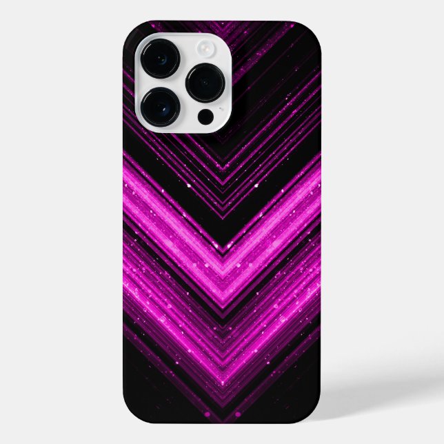 Sparkly metallic hot pink magenta black chevron iPhone case (Back)