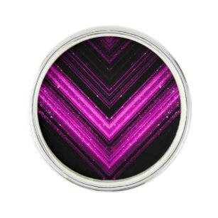Sparkly metallic hot pink magenta black chevron lapel pin