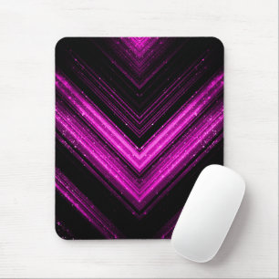 Sparkly metallic hot pink magenta black chevron mouse pad