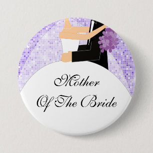 Sparkly Mother of the Bride Button / Pin Purple