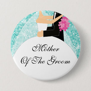 Sparkly Mother of the Groom Button / Pin Turquoise