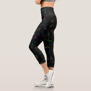Sparkly Multicolor Stars Capri Leggings