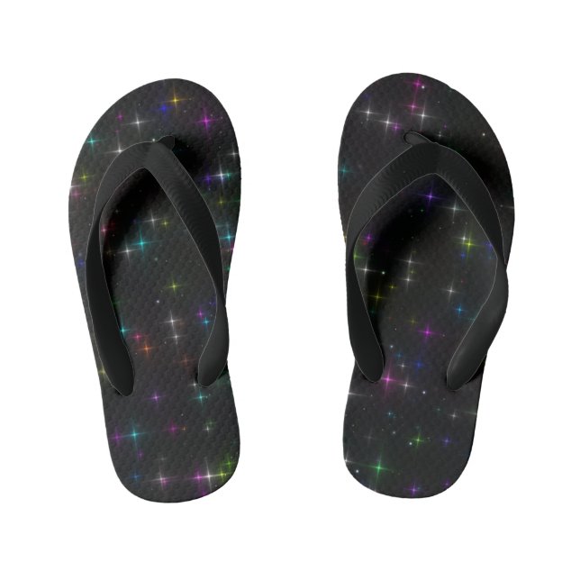 Sparkly Multicolor Stars Kid's Thongs (Footbed)