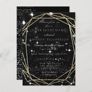 Sparkly Night Bridal Birthday Black Diamond Glitte Invitation