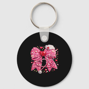 Sparkly Nurse Valentine Bow Design Cute Medical Lo Key Ring