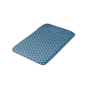 Sparkly Ocean Blue Squares Bath Mat